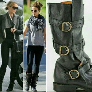 Fiorentini +Baker Leather Moto Buckle Boots